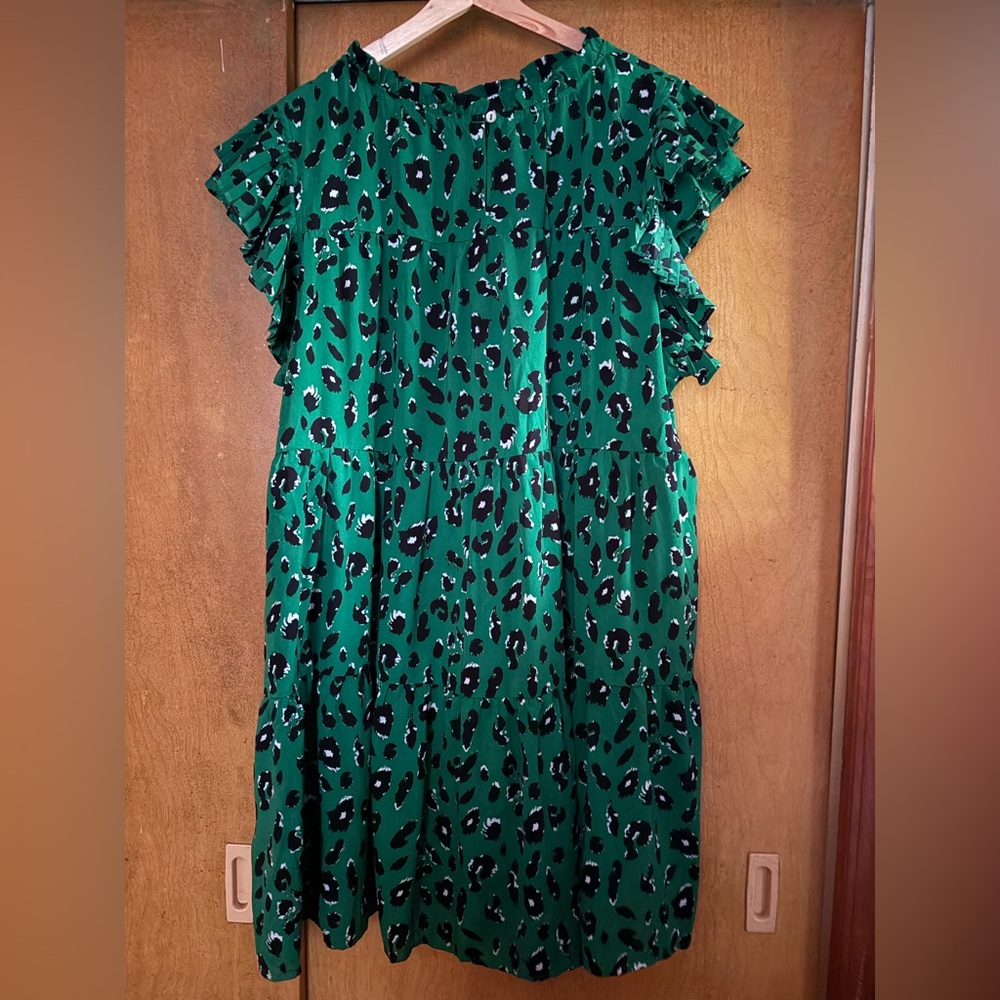 Green Leopard Print Ruffle Dress - Picture 7 of 13